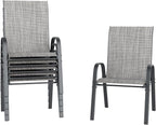 UDPATIO Patio Chairs Set of 6, Stackable Outdoor Dining Chairs for All Weather, Outdoor Furniture with Breathable Textilene Fabric, 350LBS Capacity, for Garden, Backyard, Deck (Light Grey)