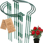 6 Pack Threaded Lock Metal Plant Support Stakes - 25" H Tall Peony Cage, Reusable Detachable Garden Ring for Hydrangea/Rose Bush/Potted Flowers, Indoor Outdoor Heavy Duty (10" W)