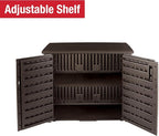 Rubbermaid Decorative Outdoor Storage Cabinet (123 Gal), Weather Resistant, Brown, Organization for Home/Backyard/Pool Chemicals/Toys/Garden Tools/Porch/Patio Cushions