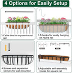 4 Pack 16" Railing Planter Window Box with Coco Fiber Liner Horse Trough Planter The Railing Planters Boxes for Deck Porch Fence Outdoor