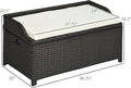 Outdoor Storage Bench, 34 Gallon Wicker Deck Box with Cushion and Liner