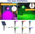 T-SUNUS RGB Solar Spot Lights Christmas Outdoor 6-in-1, Color Changing Landscape Spotlights Pond Lighting Waterproof IP65 9.8ft Cable for Tree Patio Pathway Yard Garden Wall Flag Halloween Holiday