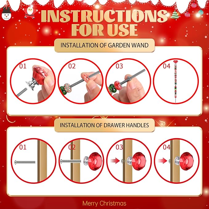 Decorative Garden Stakes with Fantasy Wand Design in Red, Green and White