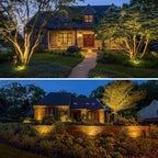 ZUCKEO 10W Low Voltage Landscape Lights LED Landscape Lighting with Connectors 12V Waterproof Outdoor Landscape Spotlights Floor Yard Lawn Best Garden Lights 1000LM Warm White (10Pack with Connector)