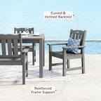 Stoog All-Weather Patio Dining Table for 4, HIPS & Aluminum Frame Outdoor Dining Table with Umbrella Hole, for Garden, Backyard and Lawn, Grey
