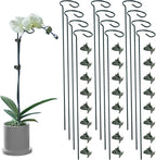 12 Pack Plant Support Stakes with 24 Pcs Plant Clips, Garden Single Stem Support Stake, Plant Cage Support Ring for Indoor Outdoor Flowers Rose Amaryllis Tomatoes Peony Lily Orchid (16 Inch)