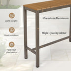 Outdoor Bar Table, 45" Patio Bar Height Counter Console Table, Waterproof HDPS Slatted Top, Weather Resistant, Hot Tub, Balcony, Yard, Indoor or Outdoor Use, Teak