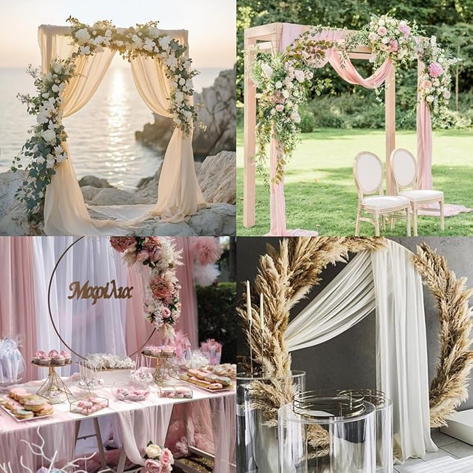Outdoor Curtains Yellow Sheer Chiffon Arch Drapes 2 Panels 29 x 20 ft