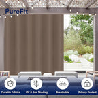 PureFit Outdoor Curtains for Patio Waterproof Weatherproof, UV Resistant Outside Curtains for Gazebo, Front Porch, Pergola, Sun Blocking Privacy Curtain, 100W x 84L inch, 1 Panel, Camel