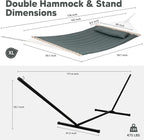 SUNCREAT Standing Hammock with 15 ft Stand, Hammocks for Outside, Gray Green