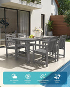 Ciokea HDPE Outdoor Patio Dining Chairs Set of 2, All-Weather Porch Chair with Wide Seat, Durable Outdoor Furniture for Backyard, Garden, Lawn & Poolside, Grey
