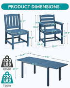 SERWALL 9-Piece Outdoor Dining Set, 60" - 83" Expandable Outdoor Dining Table and 8 HDPE Chairs, All Weather HDPE Outdoor Furniture Set for Backyard, Garden, Blue