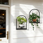 Wall Planters for Indoor Plants Set of 2, Hanging Planter for Indoor Plant Stand Plants Wall Decor - Premium Metal Hanging Plant Holder (Semi-Round)