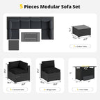 Aoxun Patio Furniture Set with Fire Pit Table, 8 Piece Outdoor Sectional Sofas, Wicker Rattan Outdoor Furniture with Thickened Cushion for Backyard, Garden Black