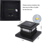 Dynaming 2 Pack Solar Post Cap Lights Outdoor with Flickering Flame Light, Fence Post Solar Lights Fit for 4x4 5x5 6x6 Vinyl/Wooden Posts, High Brightness SMD LED Lighting Decor for Garden Deck Patio
