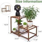 XXXFLOWER Plant Stand Indoor Outdoor 3 Tiers Wood Plant Shelf for Multiple Plants ，Large Plant Rack for Window Garden Balcony Patio Porch Living Room