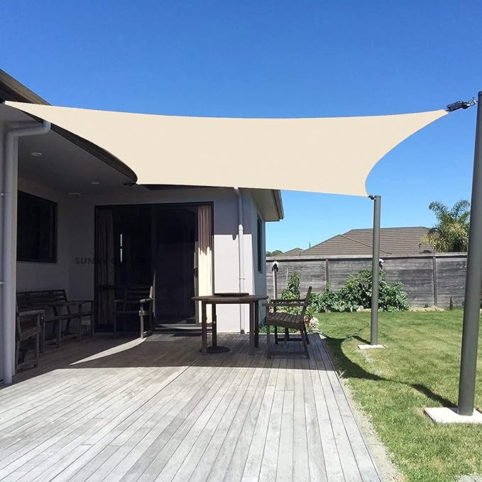 SUNNY GUARD Custom Size 18'x24' Rectangle Butter Cream UV Block Sunshade for Backyard Yard Deck Patio Garden Outdoor Activities and Facility(Customized)