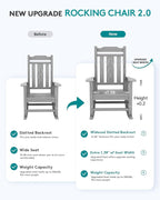 SERWALL Oversized Rocking Chair Outdoor, HDPE Outdoor Rocking Chair, Space Gray