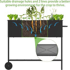 34 × 15 × 31 Inches Raised Garden Bed with Legs/Storage Shelf, Mobile Planter Box for Outdoor Plants, Elevated Garden Bed for Backyard, Balcony, Black