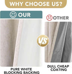 H.VERSAILTEX Linen Curtains 100% Blackout Curtains for Bedroom 90 inch Long Full Light Blocking Nature Linen Blended Window Curtains for Living Room Nickel Grommet (2 Panels, Natural)