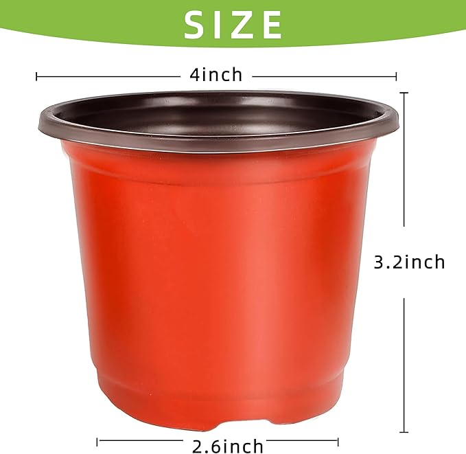 Plant Nursery Pot/Pots 100 Pcs 4" Plastic Small Plants Pots Flower Pots Seed Starting Pots for Plants Indoor Outdoor Seedling pots (with 100 Plant Labels)