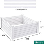YITAHOME 48x48x24 in Plastic Raised Garden Bed 2pcs with Growth Grid, Large Outdoor Vinyl Planter Box for Plants, Vegetables, and Flowers, Easy Installation, White