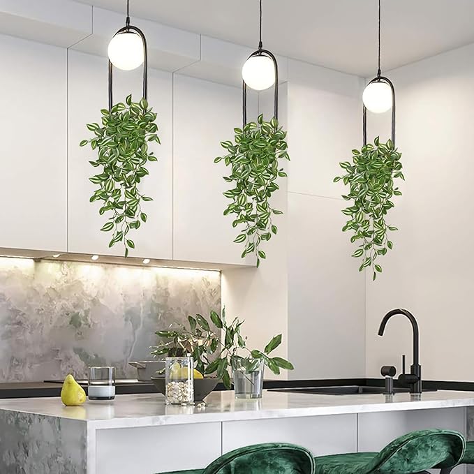 Artificial Hanging Plants Wandering Jew Faux Greenery, 5 Pack, 22 Inch