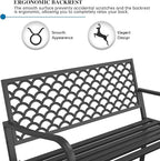 On Shine Outdoor Garden Bench Cast Iron Steel Outdoor Bench Clearance Weatherproof Metal Park Bench for Porch, Yard, Lawn, Deck (Scale)