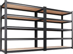 Set of 2 Garage Shelving Heavy Duty Storage Shelves, Metal Adjustable Shelving Unit, Utility Garage Organizer Shelf for Basement, Pantry, Kitchen, Warehouse, 17.7" Dx45.6 Wx71.2 H, Black