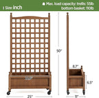 Yaheetech 50" H Raised Garden Bed with Trellis & Wheels Standing Vertical Horticulture Planter Box for Vine Climbing Plants, Flowers, Herbs Brown