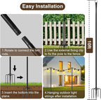 2 Pack 10FT Lighting Hanging Pole for Outside, Waterproof Hardened Metal Outdoor String Light Poles for Patio, Garden, Bistro, Wedding, Parties