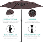 Best Choice Products 7.5ft Heavy-Duty Round Outdoor Market Table Patio Umbrella w/Steel Pole, Push Button Tilt, Easy Crank Lift - Deep Taupe
