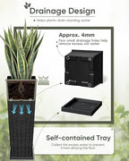 Greesum Set of 2 Tall Plastic Planters with Saucer, 24 Inch Large Pots with Drainage Trays, Weather-Resistant Plastic Plant Containers for Patio, Porch, Garden,Black