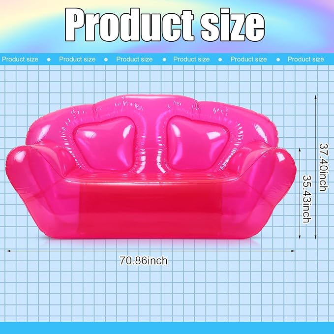 Inflatable Sofa Double Seat Pink PVC Air Couch for Indoor and Outdoor Use