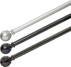 Amazon Basics Adjustable Heavy Duty Curtain Rod for Windows, Round Finials, 1-Inch Rod, 72" to 144", Nickel, 1-Pack