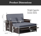 HAPPYGRILL Patio Rattan Wicker Daybed with Loveseat & Storage Ottoman, Outdoor Lounge Sofa Furniture Set with Adjustable Backrest & Side Trays, for Poolside Deck Porch Lawn (Mix Brown & Grey)
