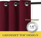 NICETOWN Blackout Room Divider Curtains 84 inch Length, Grommet Energy Saving Thermal Drapes Sound Reducing Window Treatments for Living Room/Bedroom, W100 x L84, 1 Panel, Wine Red