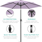 Best Choice Products 7.5ft Heavy-Duty Round Outdoor Market Table Patio Umbrella w/Steel Pole, Push Button Tilt, Easy Crank Lift - Lavender