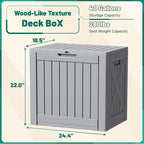 Devoko 40 Gallon Deck Box Outdoor Storage Box Waterproof for Patio, Large Outdoor Storage Bench Lockable for Outside (Gray, 40 Gallon)