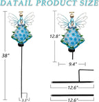 38Inch Angel Solar Lights Outdoor Decorative-Metal&Glass Angel Blue Hydrangea Flower Garden Stake- Waterproof 30 Warm White LED for Remembrance & Sympathy Gifts（Blue）