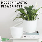 Plant Pots 10/9/8/7.5/7 inch Flower Pots with Multi Mesh Drainage Holes, Planters for Indoor Outdoor Garden Plants and Flowers. (White)