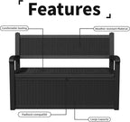 EasyUp 80 Gallon Outdoor Storage Bench Lockable Deck Box Outdoor Storage Box Waterproof for Patio,Garden,and Porch – Perfect for Storing Garden Tools and Cushions(Black)