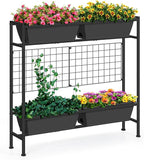 OYEAL Raised Garden Bed with Legs & Trellis, 32" Tall Vertical Garden Planter Boxes Outdoor Flower Bed for Gardening, Vegetables, Flowers, Herbs, Backyard, Grey