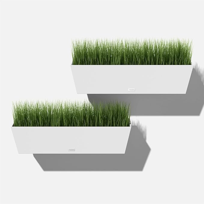 Veradek Pure Series Railing Planter - Plastic Hanging Planter for Outdoor Balcony/Fence | Durable All-Weather Use with Adjustable Brackets | Modern Décor for Flowers, Succulents, Hanging Plants