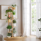 ROSSNY 55 Inch Tall Plant Stand Indoor, 7 Tier 8 Potted Bamboo Plant Stands for Indoor Plants, Corner Plant Stand, Plant Shelf For Indoor, Tiered Plant Stands, Planter Holder for Multiple Plants Indoor, Natural