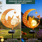 ZNYCYE Solar Lights Outdoor Decorative Moon Cat Butterfly Solar Stake Lights Birthday Gifts for Women mom Grandma, Garden Decor Waterproof for Walkway, Yard, Lawn, Patio (Warm White)