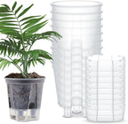 Self Watering Pots for Indoor Plants with Deep Reservoir and High Drainage Holes for Outdoor Plants and Flowers, Bare Root Planter(7.09'',Clear,9 Pcs)