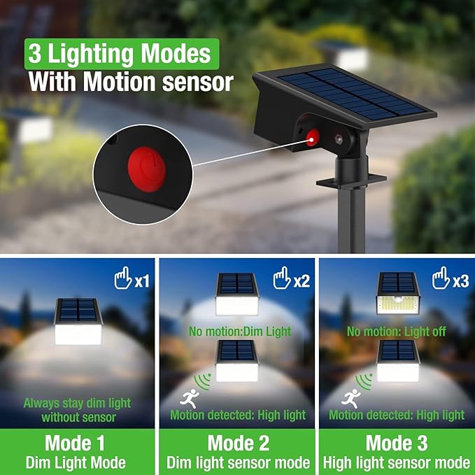 Nipify Solar Spot Lights Outdoor Motion Sensor, [6 Pack/62 LED]3 Modes Solar Landscape Spotlights Outdoor Waterproof, 2-in-1 Solar Lights Outdoor Wall Lights for Yard Garden Patio Pathway, Cool White