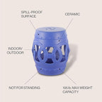JONATHAN Y TBL1022D Lucky Coins 16" Chinese Ceramic Drum Indoor/Outdoor Garden Stool Bohemian, Coastal, Cottage, French Country, Traditional, for Living Room, Garden Room, Patio, Matte Blue