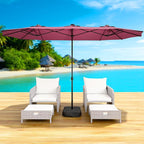 LEVELEVE 14FT Double-Sided Patio Umbrella with Base Included, Large Outdoor Rectangular Market Umbrella for Backyard, Poolside, Lawn & Garden,Red